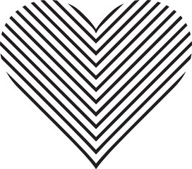 Heart Shape from Diagonal Lines | Black Vector Silhouette Design