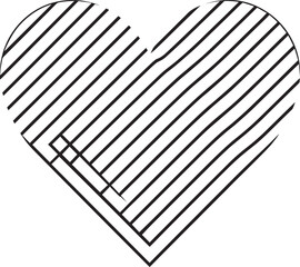 Heart Shape from Diagonal Lines | Black Vector Silhouette Design