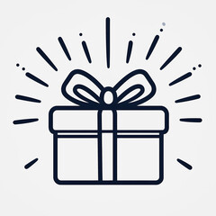 Minimalist Gift Box Illustration with Shining Radiance for Celeb