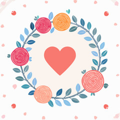 Pastel Floral Wreath With Heart