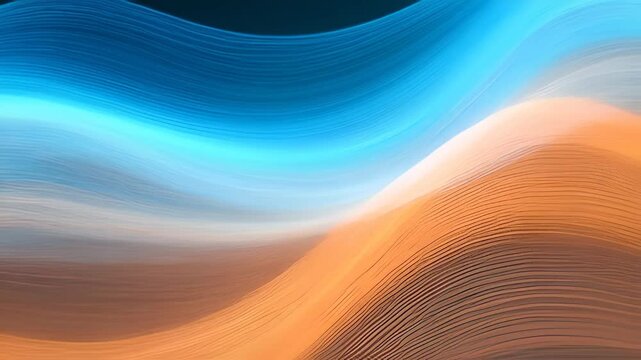 Abstract blue and orange light wave flowing and rippling with smooth soft texture, flowing abstract wave of blue orange light