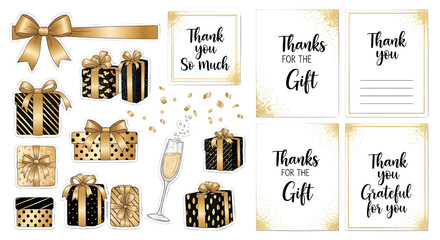 Chic Fashion Illustration Thank You Digital Stickers &ndash; Gifts, Teachers, Friends, transparent background