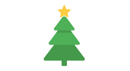 Simple Green Christmas Tree with Yellow Star Ornament.