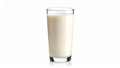 Clear glass of cold milk with smooth white texture healthy refreshing dairy drink isolated on white background
