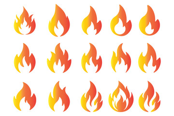 fire icon set. flame icon sign symbol collections, vector illustration
