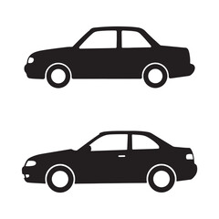 Fototapeta premium Two Car Silhouettes in Black on White Background Automotive Vector Illustration Design Concept