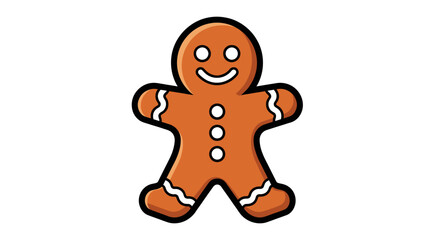 A cheerful cartoon gingerbread man cookie with white icing details.