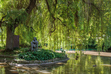 Summer walk through the spa center of the famous Karlovy Vary (Carlsbad) in the Czech Republic