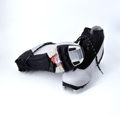 Fototapeta premium Part of the ski boot sole broke off