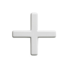 Obraz premium Minimalistic White Plus Symbol Icon on Transparent Background
