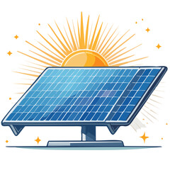 Solar panel with shining sun vector illustration