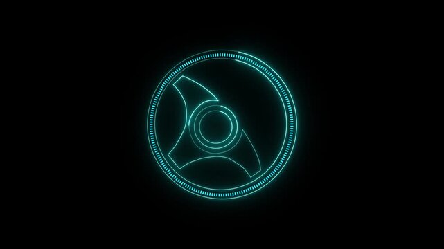 Glowing neon line Steering wheel icon isolated on a black background. HD Video motion graphic small and big opacity rotating neon animation
