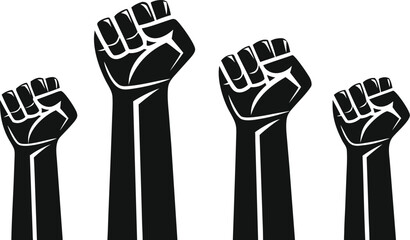 Raised Hands Silhouette &ndash; Unity, Volunteering, Participation Icon