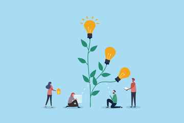 Teamwork and collaboration foster innovation and growth of bright ideas