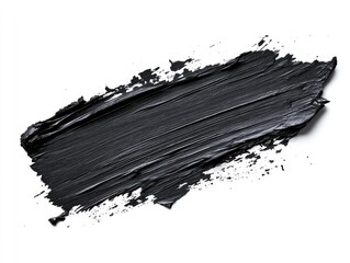 Black grunge brush stroke on white background featuring rough texture