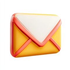 Vibrant 3D Render of a Fun Cartoon Style Email Envelope Icon for Modern App UI