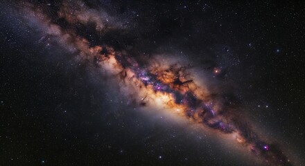 Obraz premium Vibrant milky way galaxy core with cosmic dust and stars