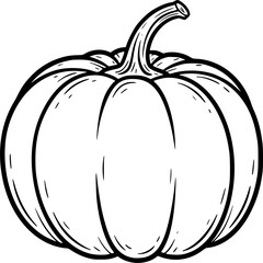 Pumpkin line art style vector illustration silhouette isolated on white background 