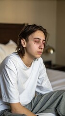 Young person looking tired after screen time