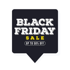Black Friday discount label with grunge typography vector.