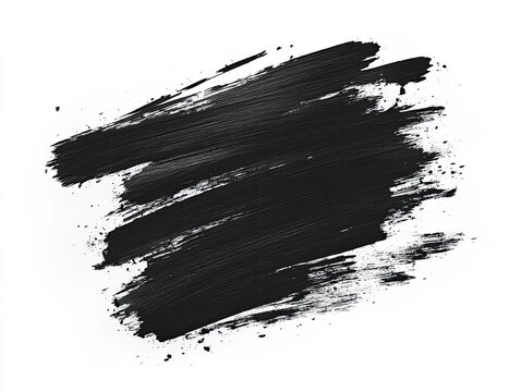 Dramatic black grunge brush strokes artfully hand-drawn, showcasing raw texture and dynamic movement on white canvas - Powered by Adobe