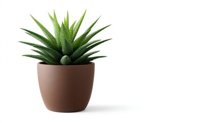 A large, healthy aloe vera plant centered on a simple white background with blank text space to highlight its vibrant colors, textures, natural charm, and appeal.