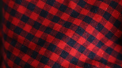 Red Plaid Pattern Fabric Close-Up background