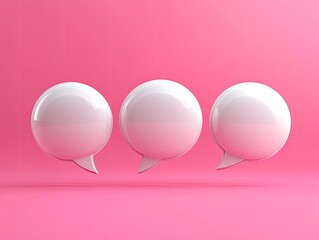 Minimalist 3D Speech Bubbles in White Against a Vibrant Pink Backdrop