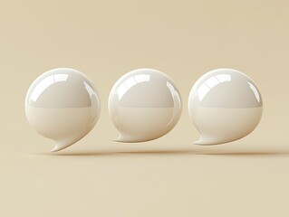 Three dimensional speech bubbles in a row creating a sense of dialogue