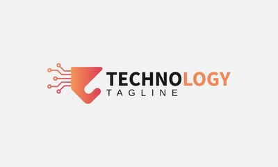 Futuristic tech logo design with gradient style and creative digital icon for corporate identity
