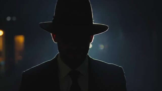 Mysterious silhouette night scene man