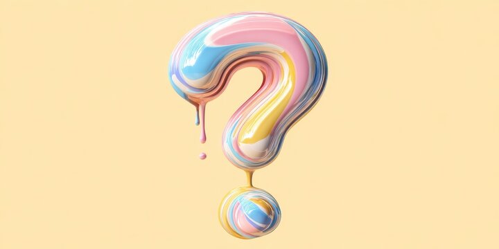 3D Bubble Question Mark concept. Colorful, dripping question mark on a pastel background.