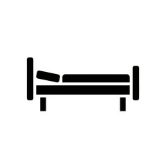 Simple black icon of a bed with a pillow