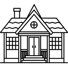 Rosewood Cottage line art vector