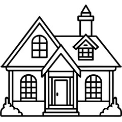 Rosewood Cottage line art vector
