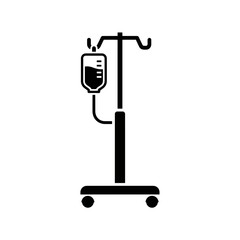 Medical iv drip stand with bag icon