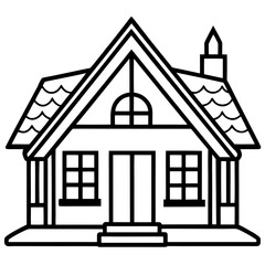 Rosewood Cottage line art vector