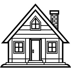 Rosewood Cottage line art vector