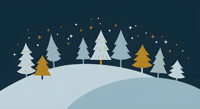 Colecci&oacute;n de &aacute;rboles de Navidad azules y estrellas doradas en un dise&ntilde;o diferente - Ilustraci&oacute;n vectorial