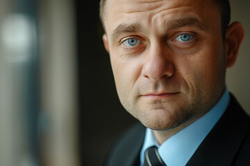 Portrait of a banker smiling in a bank branch, Generative AI