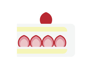 横から見たイチゴのショートケーキのアイコンのイラスト