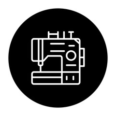 black and white illustration of sewing machine icon