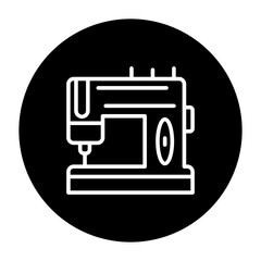 black and white illustration of sewing machine icon