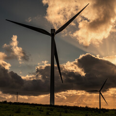 wind turbine at sunset