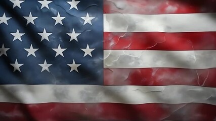 An artistic depiction of the American flag with a textured weathered appearance - Powered by Adobe