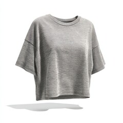 Blank Gray Cropped T-Shirt Mockup on White Background