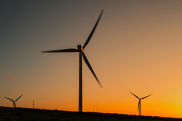 wind turbine at sunset