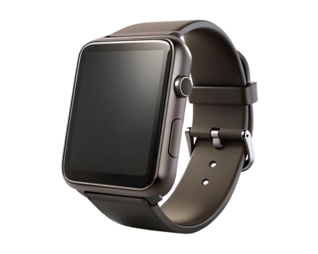 Smartwatch screen mockup isolated on transparent background. digital device, modern electronic gadget, smartwatch with blank screen mockup