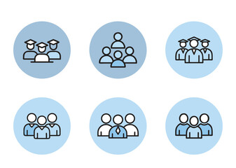 Varied group icons displaying people in different roles or group sizes