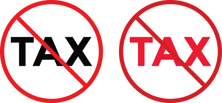 no tax icon sign. Tax free sign. tax boycott concept. duty free promotion visuals
